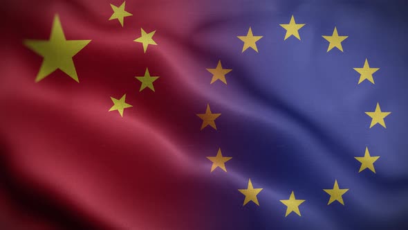 EU China Flag Loop Background 4K