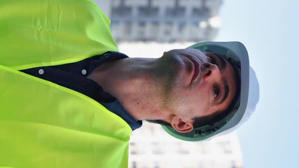 Vertical Screen Builder Looking Up at Multistory Buildings