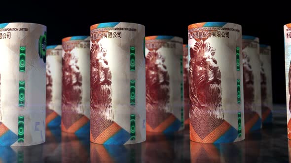 Hong Kong Dollar money banknotes rolls seamless loop