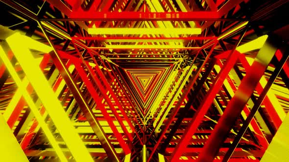 Neon VJ tunnel triangle spinning