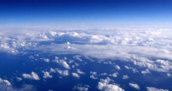 Blue Sky and Clouds from Plane, Real Time 4K