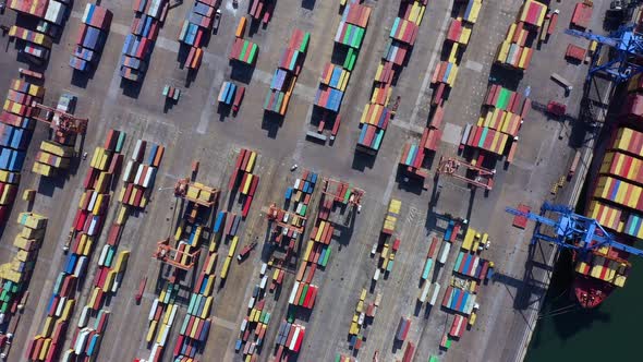 Top View of Shipping Containers in the Port City
