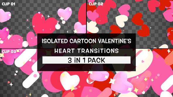 Isolated Cartoon Valentines Heart Transitions Pack
