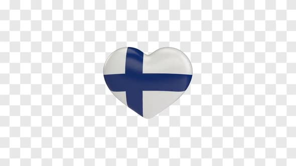 Finland Flag on a Rotating 3D Heart