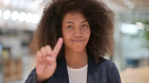 Young African Businesswoman Showing No Sign By Finger 