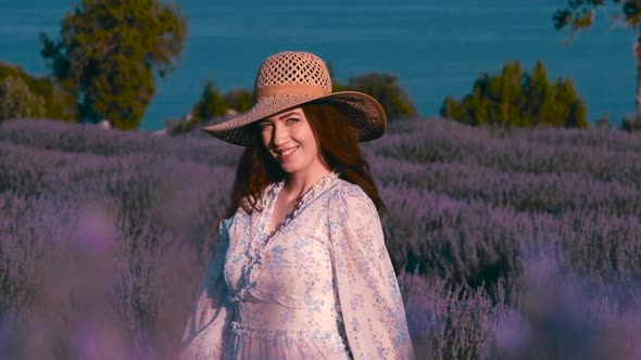 Traveler Woman in Lavender Field