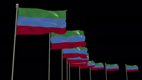 Dagestan Row Of Flags Animation Include Alpha Channel