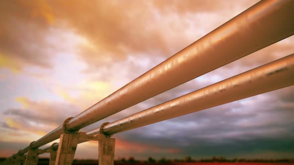 Endless animation of mid-cloudy sunset over the huge pipeline. Loopable. HD