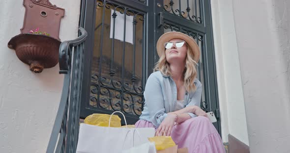 Beautiful Buyer Is Enjoying Her Shopping Day in Europe. Clothes Buying Video, 