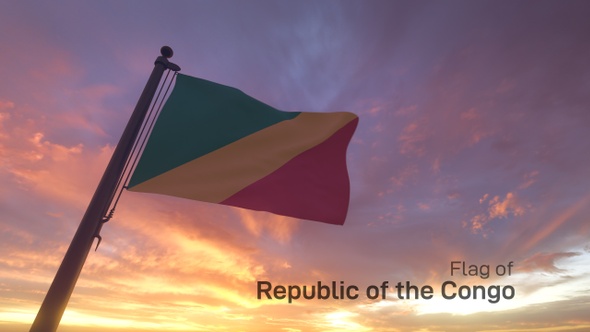 Republic of the Congo Flag on a Flagpole V3