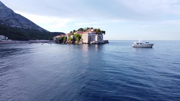 Aerial View of Beautiful Island with Buildings Washed By the Sea