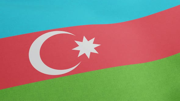 National Flag of Republic of Azerbaijan Waving Original Size and Colors 3D Render Azerbaycan Bayragi