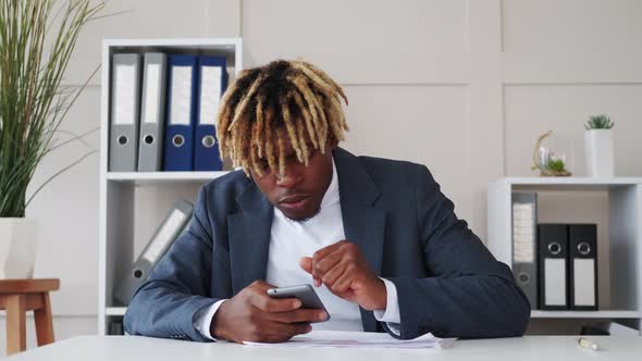 Online Meeting Busy Black Man Check Information