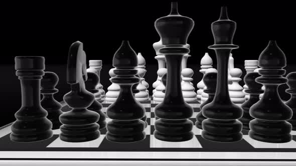 Chessboard  Animation Sideward With the Chess Pieces