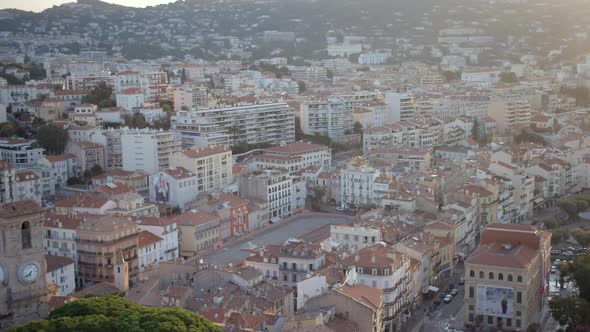 Aerial Views of Cannes and the City in the Early Morning
