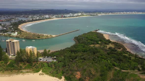 Mooloolaba, Sunshine Coast, cloudy day, drone footage