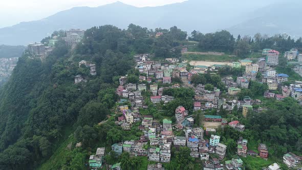 City of Gangtok in Sikkim India seen from the sky