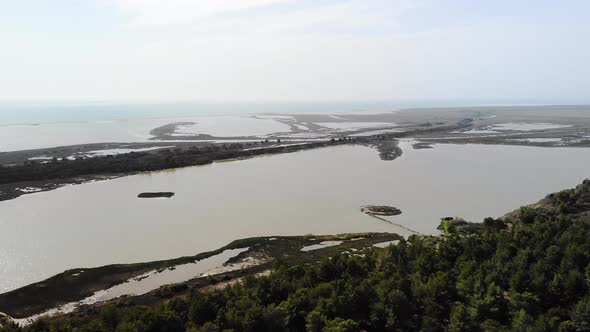 Aerial flight Divjaka-Karavasta National Park in Albania