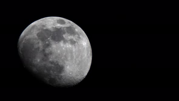 Close Up Of Moon In The Darkness Of Night.