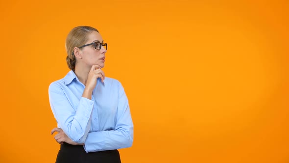 Young Woman Thinking About Suggestion, Not Recommending Offer, Hesitations