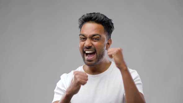 Indian Man Celebrating Victory