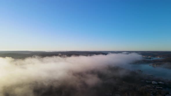 Magnificent Airplane Window View Above the Clouds, Copy Space in Sky