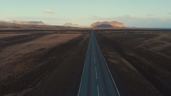 Aerial view of road in terrain