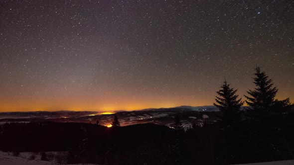 Sunrise Time Lapse in Winter Mountain