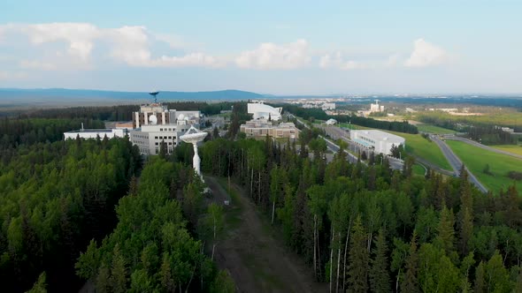 4K Drone Video of AK-Fairbanks-2022-University-Village on George Parks Highway Alaska Route 3 Near A