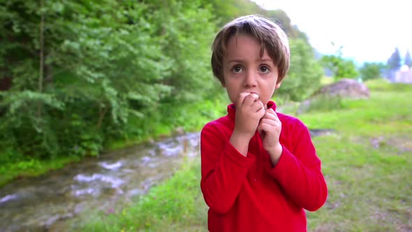 Cute Boy Eating Bread