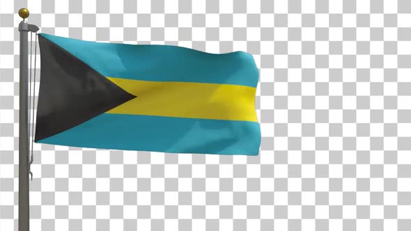 Bahamas Flag on Flagpole with Alpha Channel - 4K