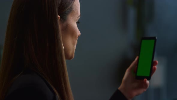 Businesswoman Having Video Chat on Smartphone at Home Office Manager Using Phone