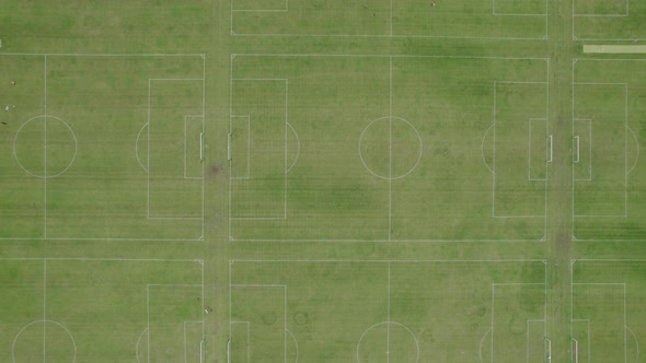 Aerial View of the Empty Football Pitches at Hackney Marshes in London