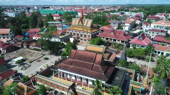 Buddhist temple in Siem reap in Cambodia seen from the sky