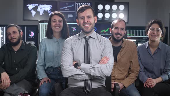 Portrait of Business Professional Team Working in a Trading Stock Market Company