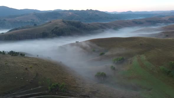 Hills With Fog Aerial View
