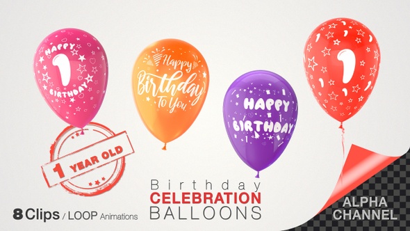 1st Birthday Celebration Balloons / One Year Old alt