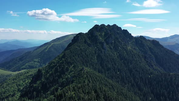 Aerial view of the top of Velky Rozsutec in the village of Terchova in Slovakia