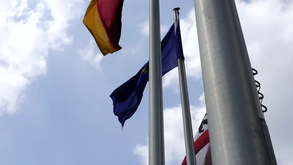 Flags On Poles - EU, Germany, Berlin