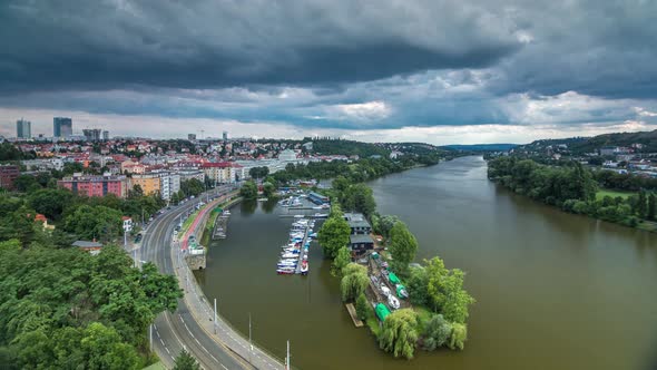 View of Prague Timelapse From the Observation Deck of Visegrad