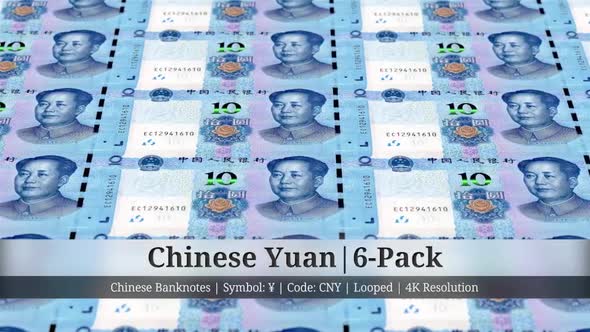 Chinese Yuan | China Currency - 6 Pack | 4K Resolution | Looped