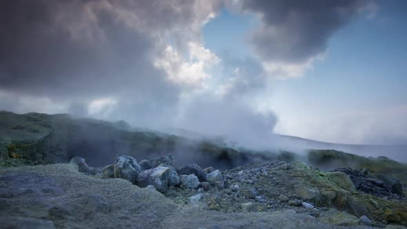 volcano sicily vulcano sulphure fumes active italy mountain island