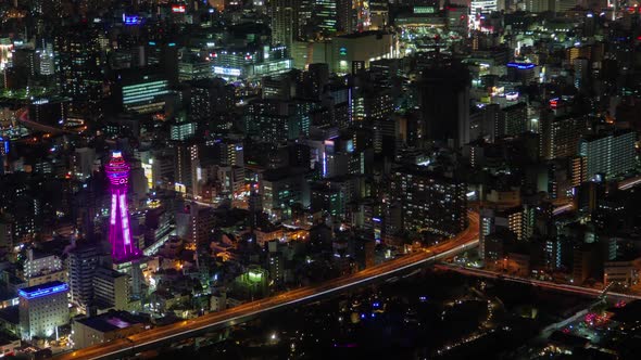 Osaka Townscape Night Roads Illumination Timelapse