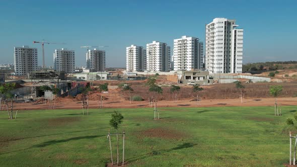 neighborhoods buildings at new southern district city at the state of israel named by netivot