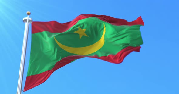 Mauritania Flag Waving at Wind