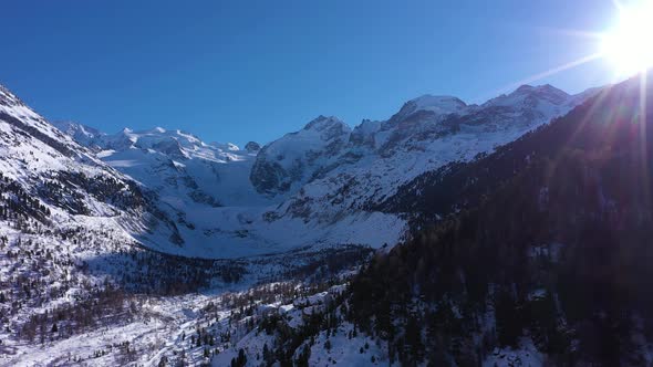 Piz Bernina in Switzerland in Winter