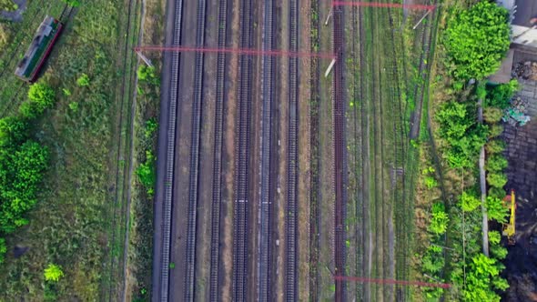 Top View to a Lot of Parallel Railway Lines