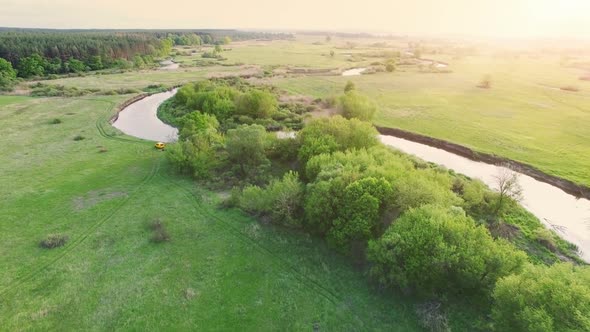 Flight Above River