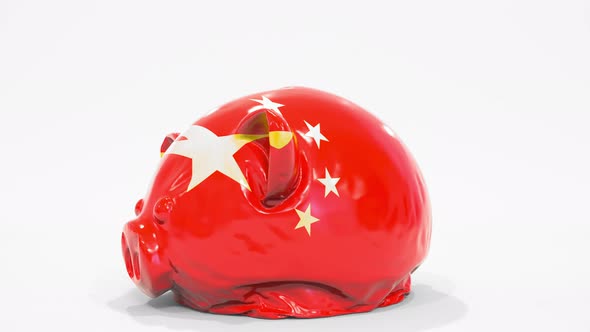 Deflating Inflatable Piggy Bank with Flag of China