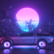 Futuristic Car Riding Retrowave Backdrop - VideoHive Item for Sale